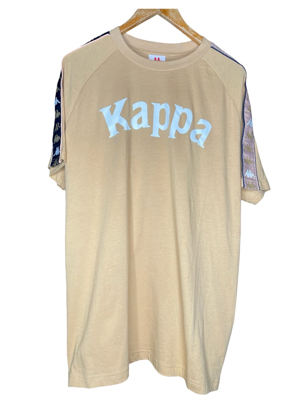 NWT Kappa 222 Banda Deto Tee Shirt Beige Pink Blue 2XL